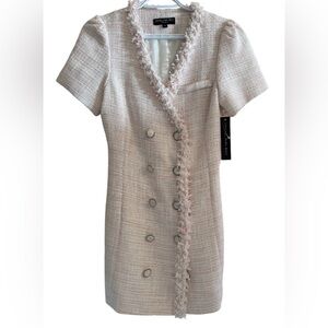 Central Park West Cream Double-Breasted Mini Dress